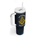 Prince Hall Freemasonry Tumbler With Handle Square and Compasses Gold Blue Geometric