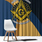 Prince Hall Freemasonry Window Curtain Square and Compasses Gold Blue Geometric