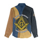 Prince Hall Freemasonry Women Casual Shirt Square and Compasses Gold Blue Geometric