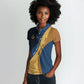 Prince Hall Freemasonry Women Polo Shirt Square and Compasses Gold Blue Geometric