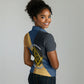 Prince Hall Freemasonry Women Polo Shirt Square and Compasses Gold Blue Geometric