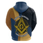 Prince Hall Freemasonry Zip Hoodie Square and Compasses Gold Blue Geometric