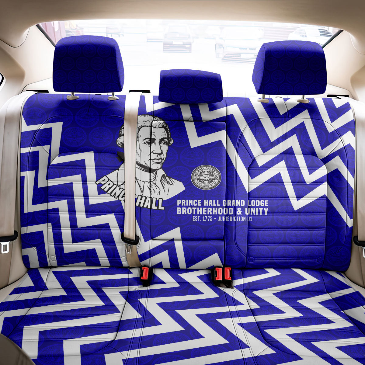 Prince Hall Grand Lodge Back Car Seat Cover Founder Portrait Geometric Brotherhood