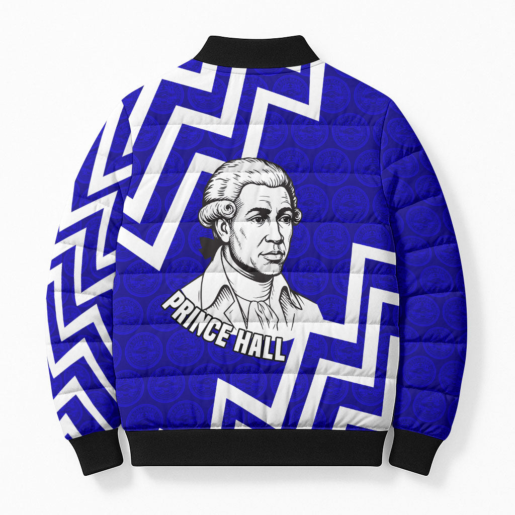 Prince Hall Grand Lodge Bomber Puffer Jacket Founder Portrait Geometric Brotherhood