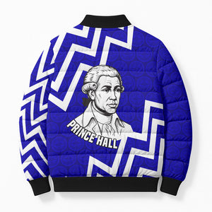 Prince Hall Grand Lodge Bomber Puffer Jacket Founder Portrait Geometric Brotherhood