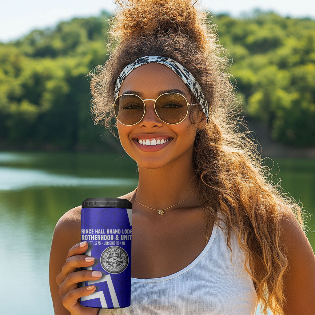 Prince Hall Grand Lodge 4 in 1 Can Cooler Tumbler Founder Portrait Geometric Brotherhood