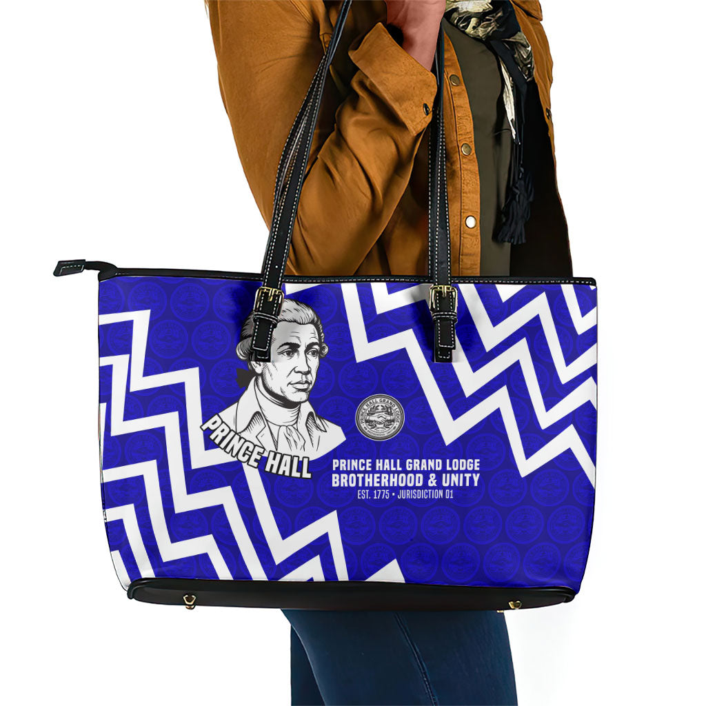 Prince Hall Grand Lodge Leather Tote Bag Founder Portrait Geometric Brotherhood