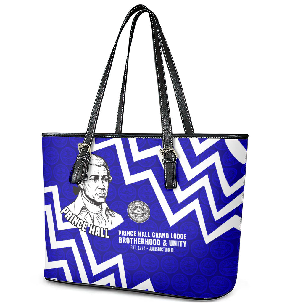 Prince Hall Grand Lodge Leather Tote Bag Founder Portrait Geometric Brotherhood