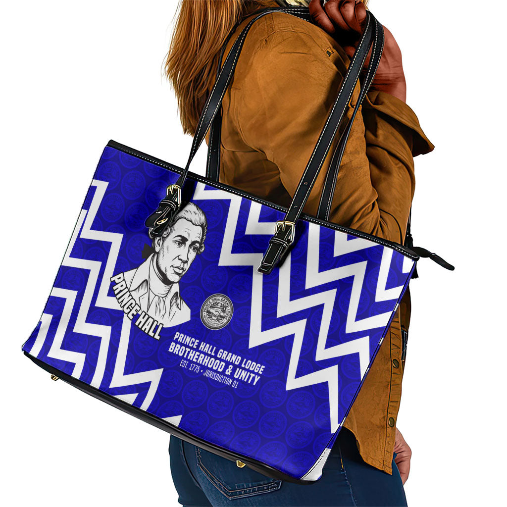 Prince Hall Grand Lodge Leather Tote Bag Founder Portrait Geometric Brotherhood