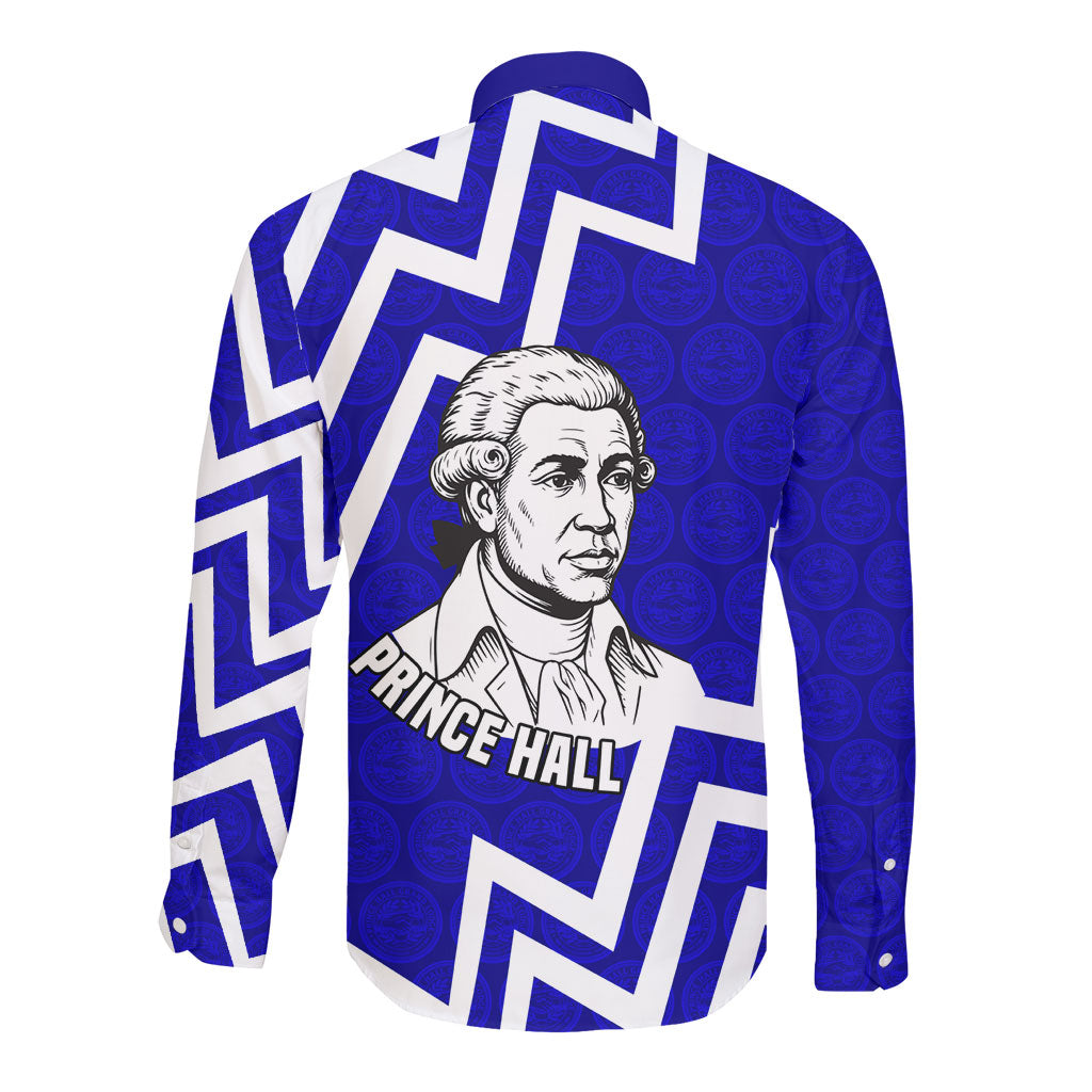 Prince Hall Grand Lodge Long Sleeve Button Shirt Founder Portrait Geometric Brotherhood