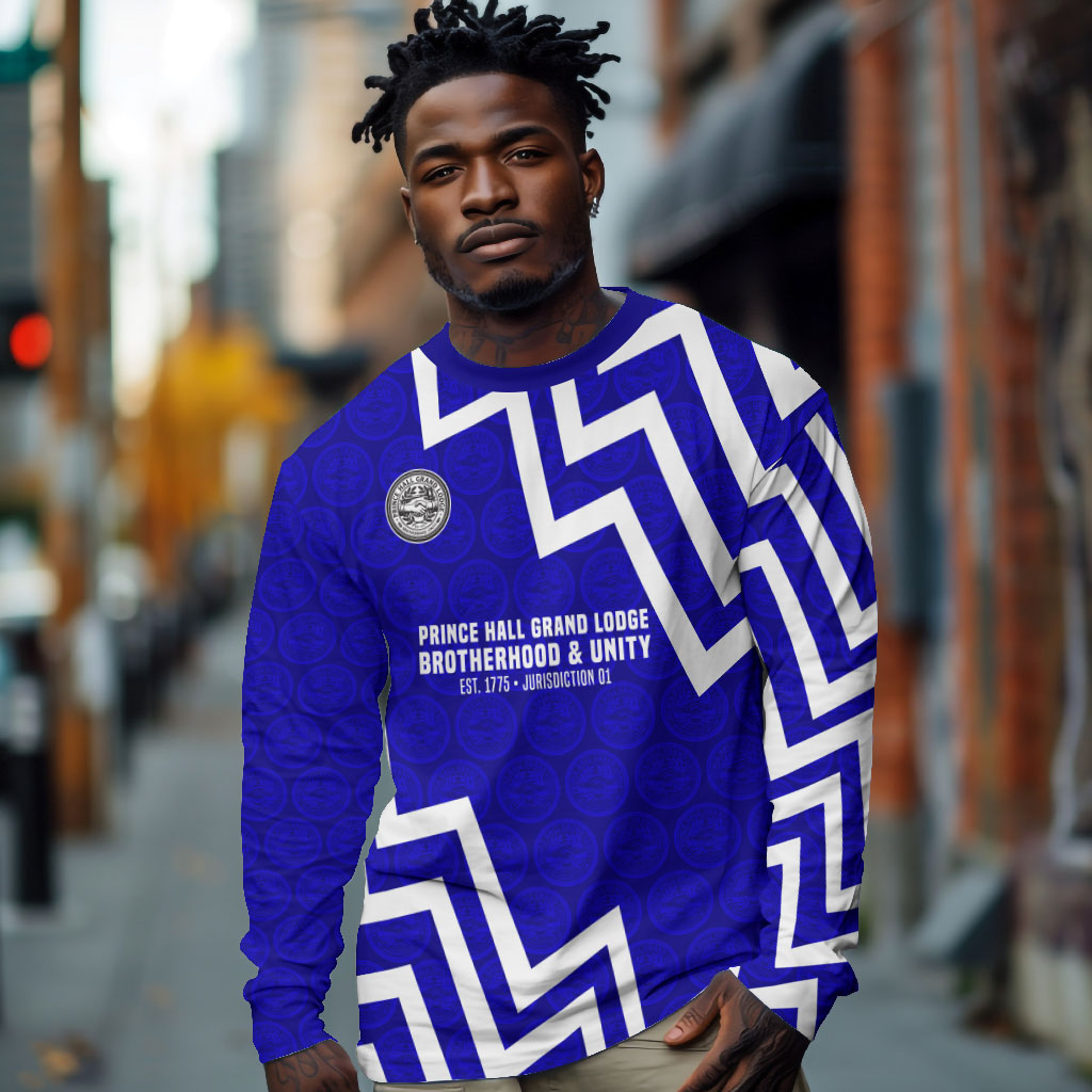 Prince Hall Grand Lodge Long Sleeve Shirt Founder Portrait Geometric Brotherhood