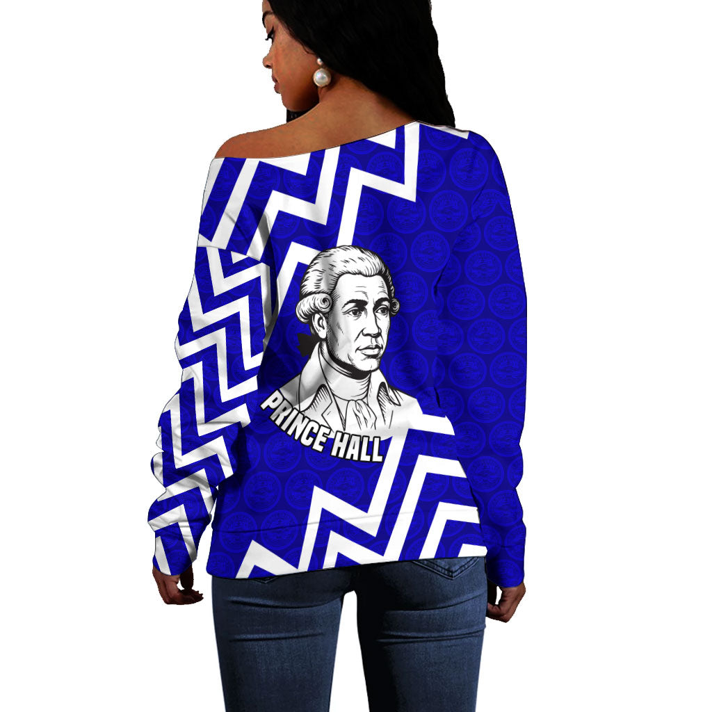 Prince Hall Grand Lodge Off Shoulder Sweater Founder Portrait Geometric Brotherhood