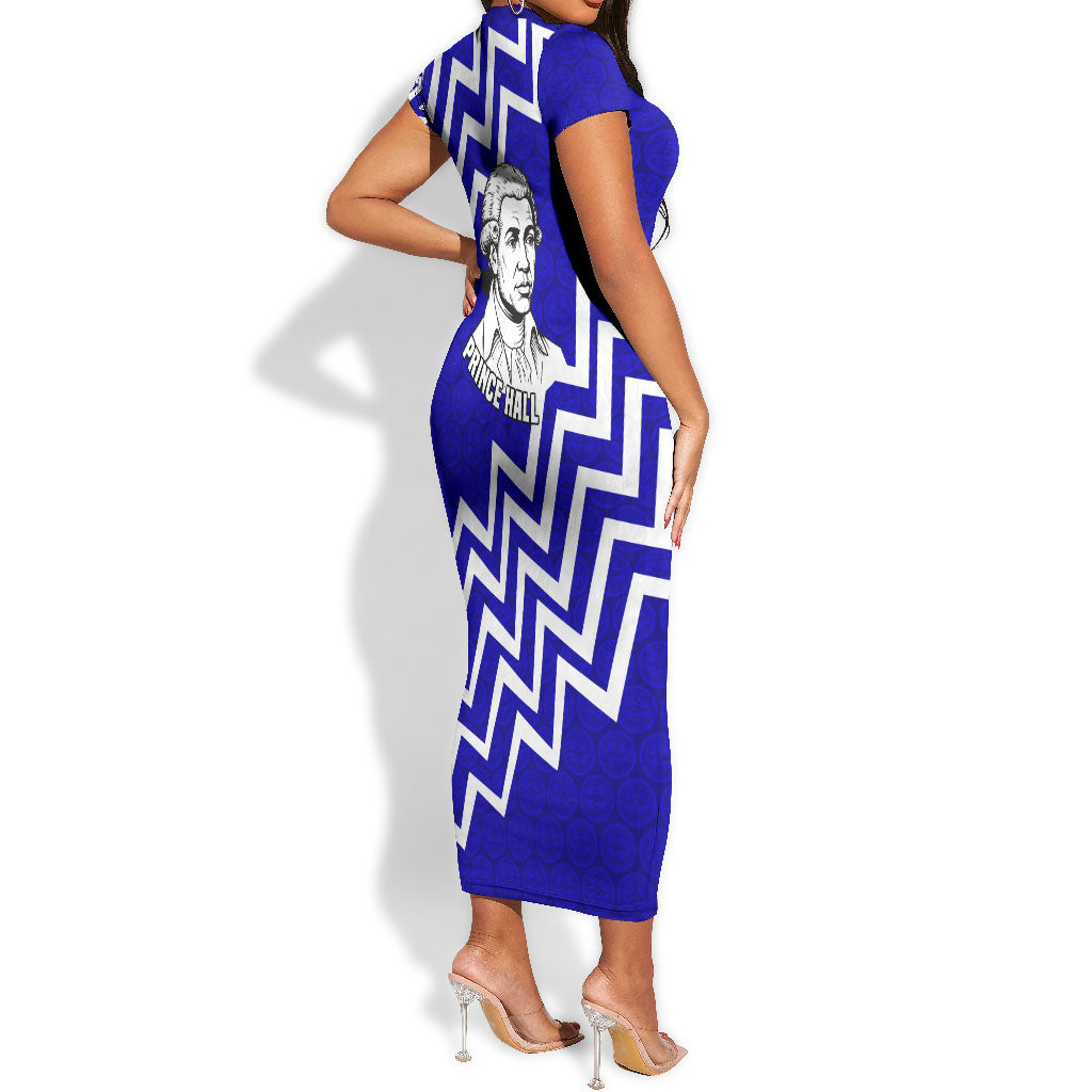 Prince Hall Grand Lodge Short Sleeve Bodycon Dress Founder Portrait Geometric Brotherhood