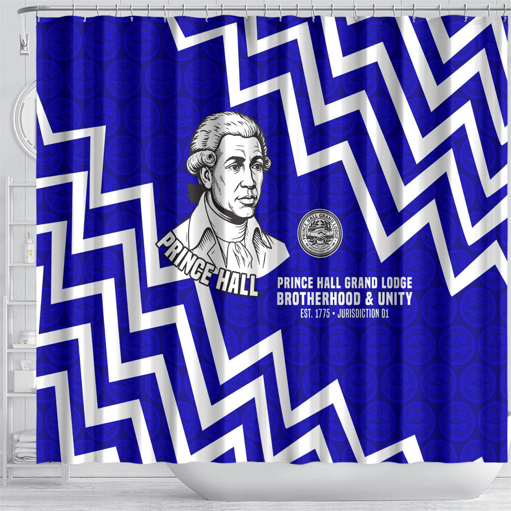 Prince Hall Grand Lodge Shower Curtain Founder Portrait Geometric Brotherhood