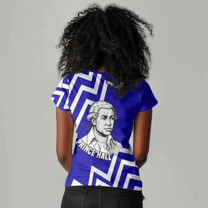 Prince Hall Grand Lodge Women V-Neck T-Shirt Founder Portrait Geometric Brotherhood