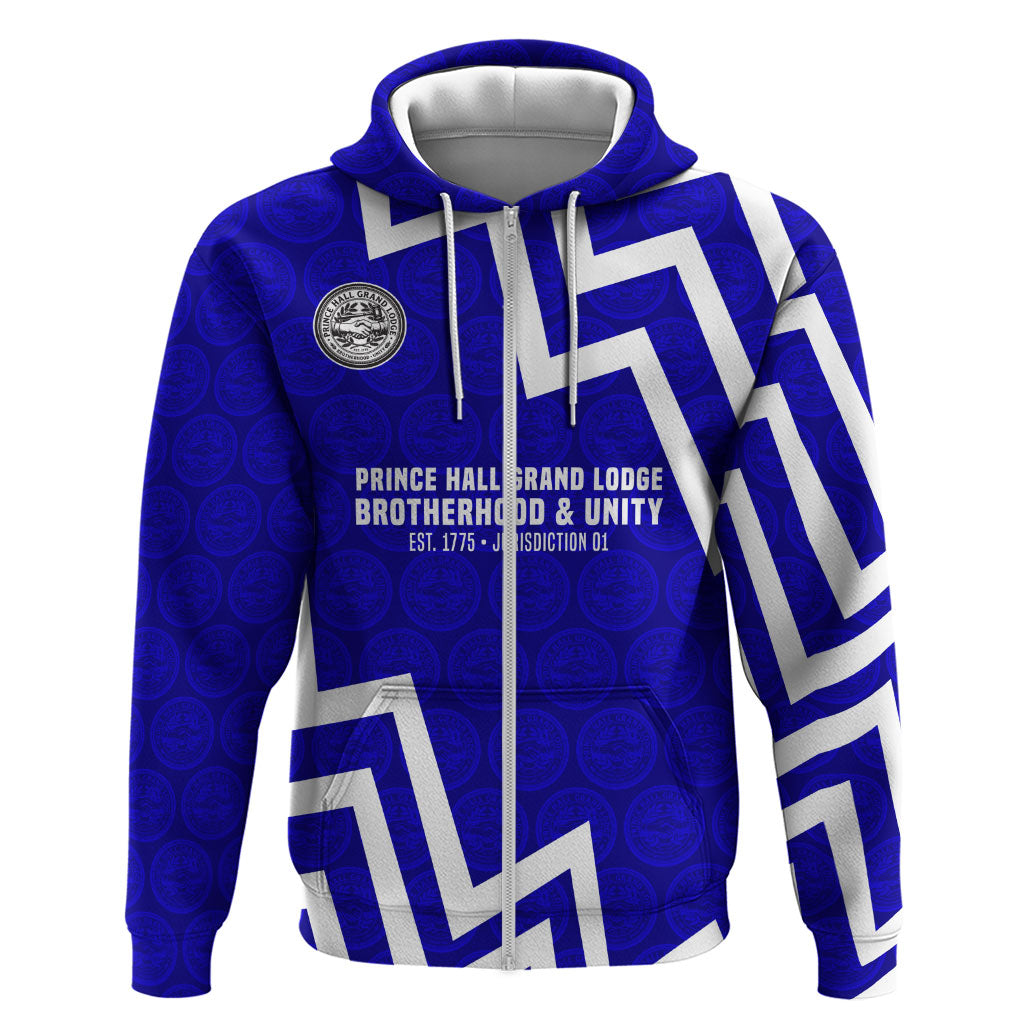 Prince Hall Grand Lodge Zip Hoodie Founder Portrait Geometric Brotherhood