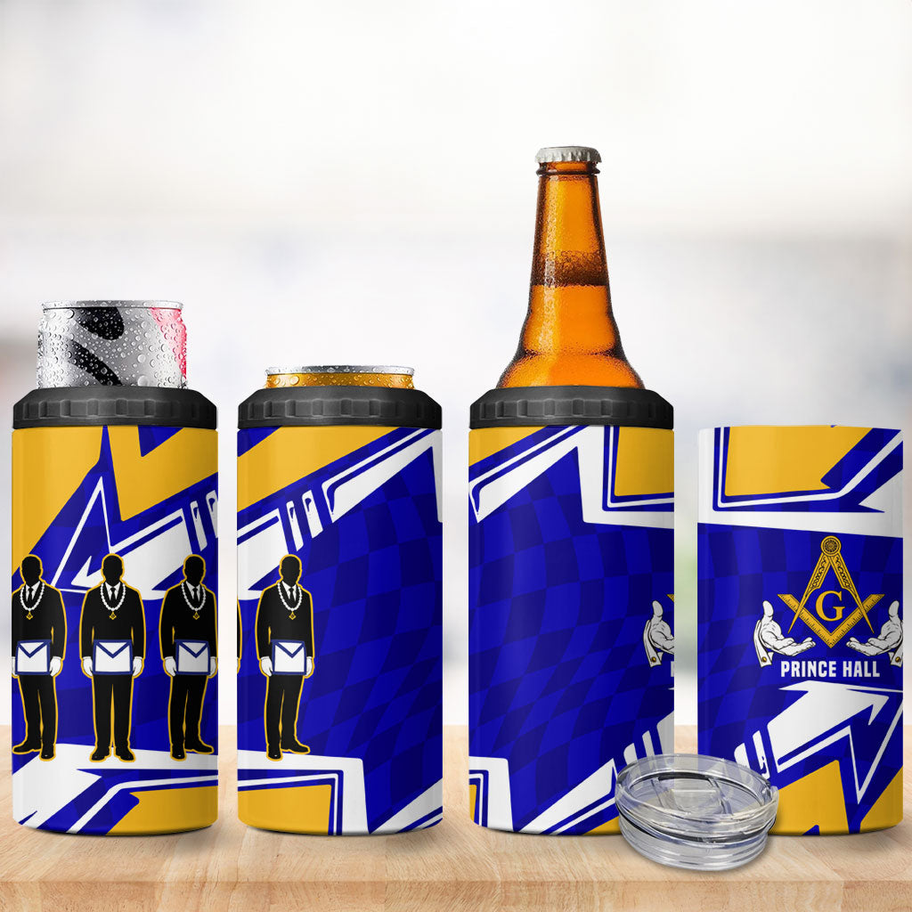 Prince Hall Freemasonry 4 in 1 Can Cooler Tumbler Square and Compasses Masonic Brothers