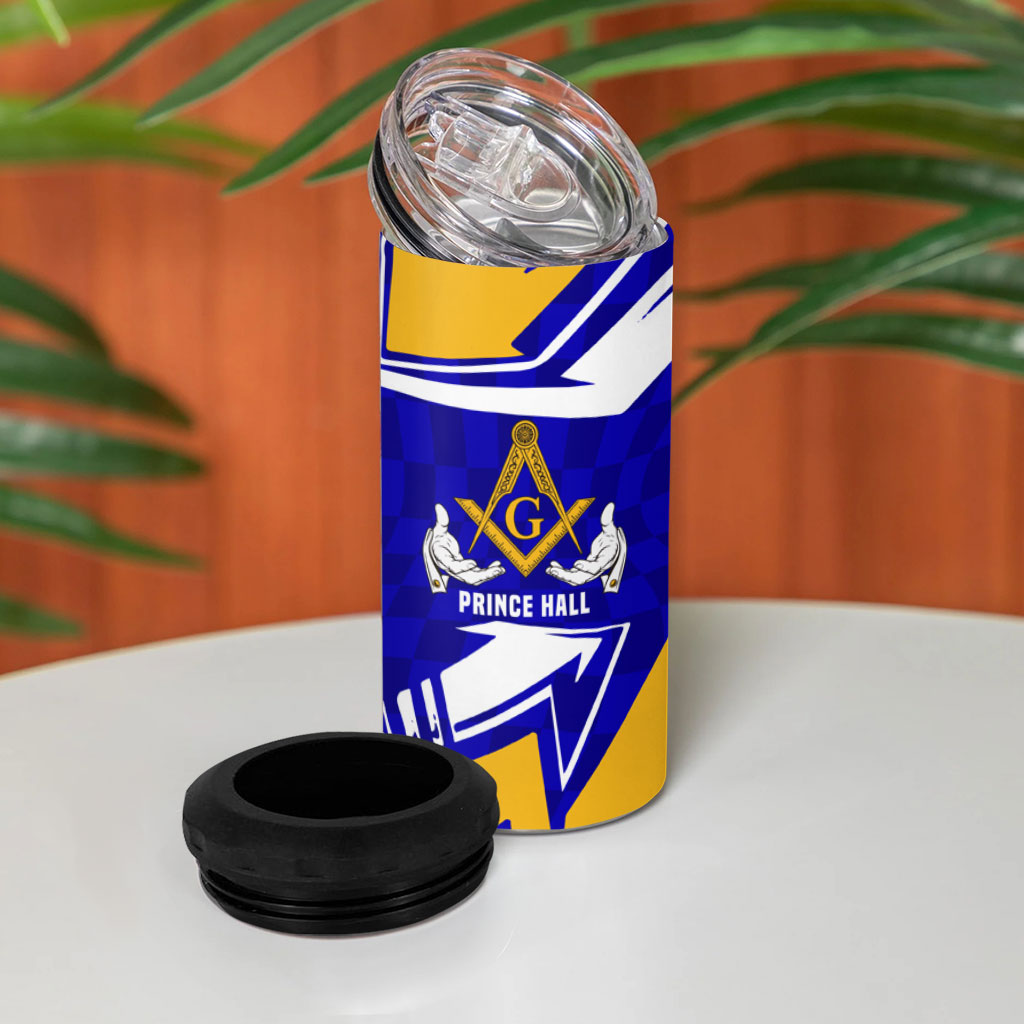 Prince Hall Freemasonry 4 in 1 Can Cooler Tumbler Square and Compasses Masonic Brothers