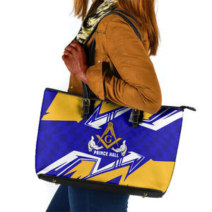 Prince Hall Freemasonry Leather Tote Bag Square and Compasses Masonic Brothers