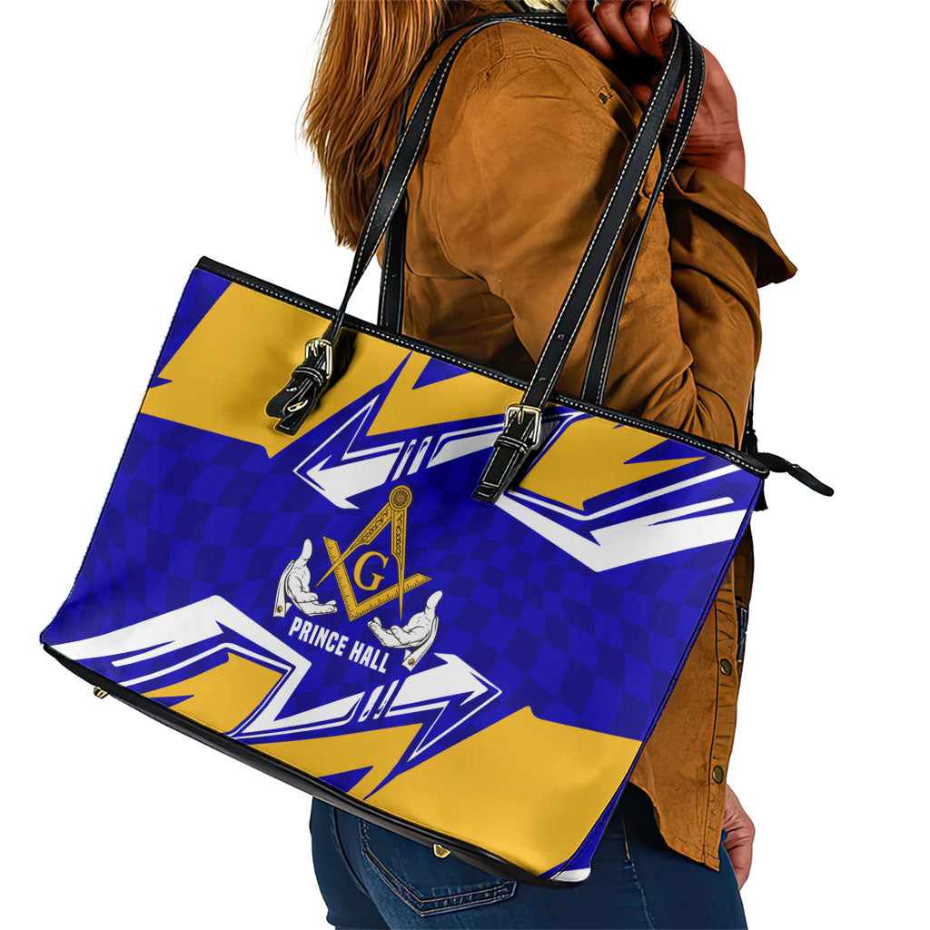 Prince Hall Freemasonry Leather Tote Bag Square and Compasses Masonic Brothers