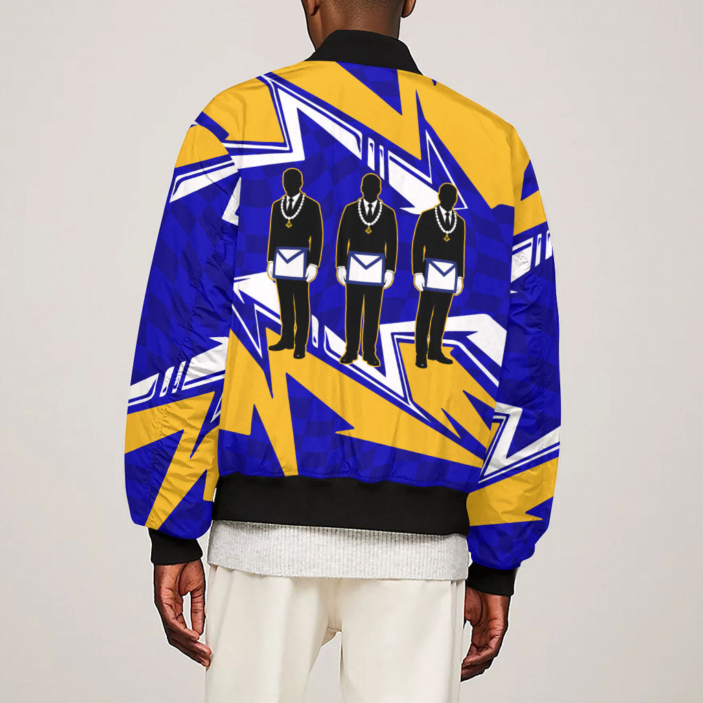 Prince Hall Freemasonry Sleeve Zip Bomber Jacket Square and Compasses Masonic Brothers