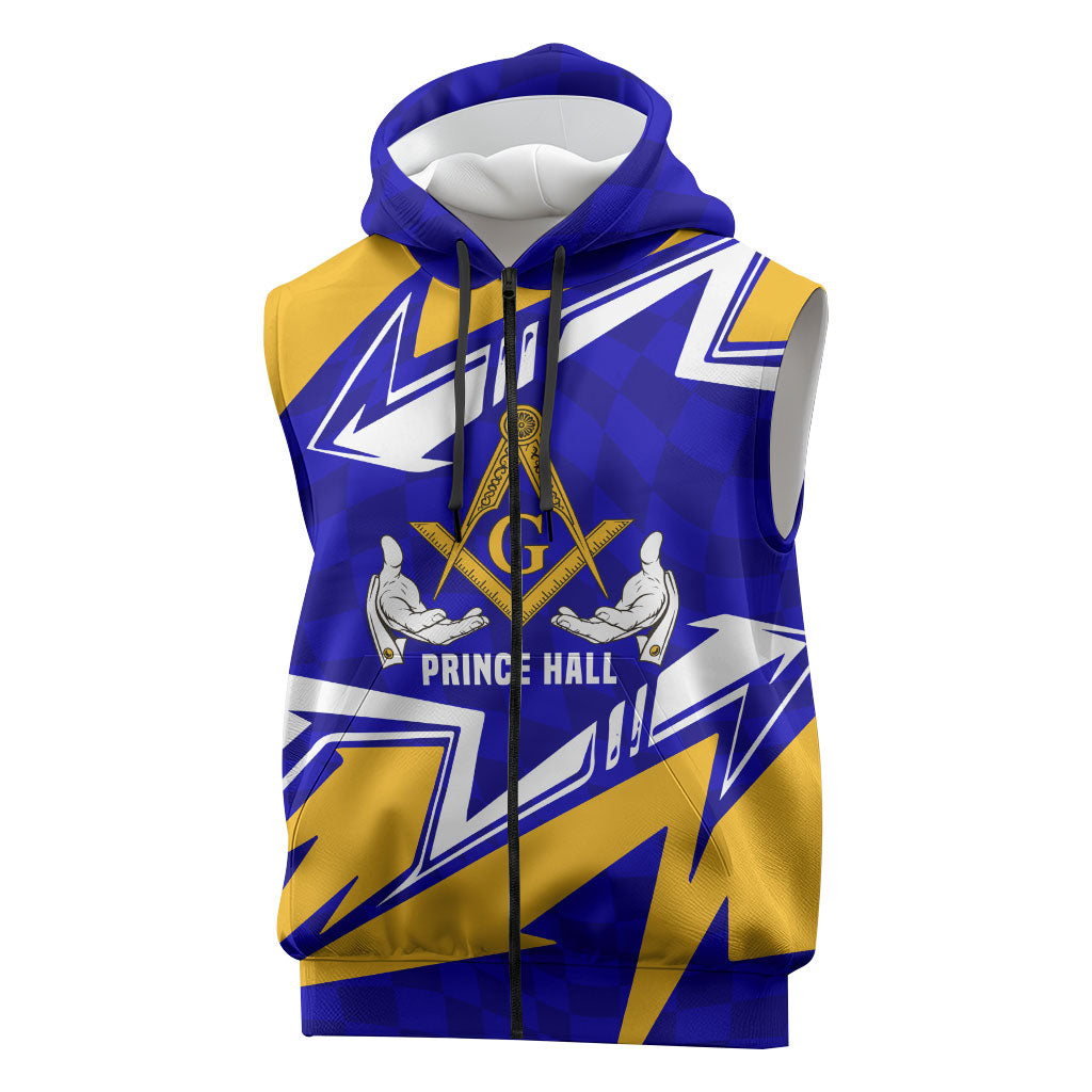 Prince Hall Freemasonry Sleeveless Zip Hoodie Square and Compasses Masonic Brothers