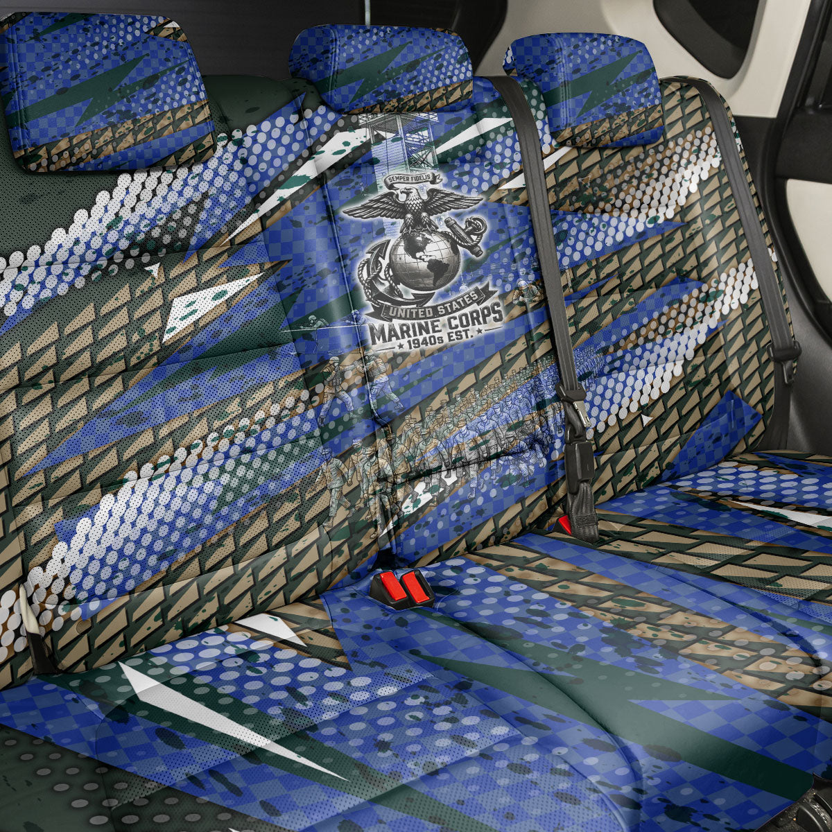 Montford Point Marines 1940s Est Back Car Seat Cover The Right To Fight 20000 Military Camouflage Art