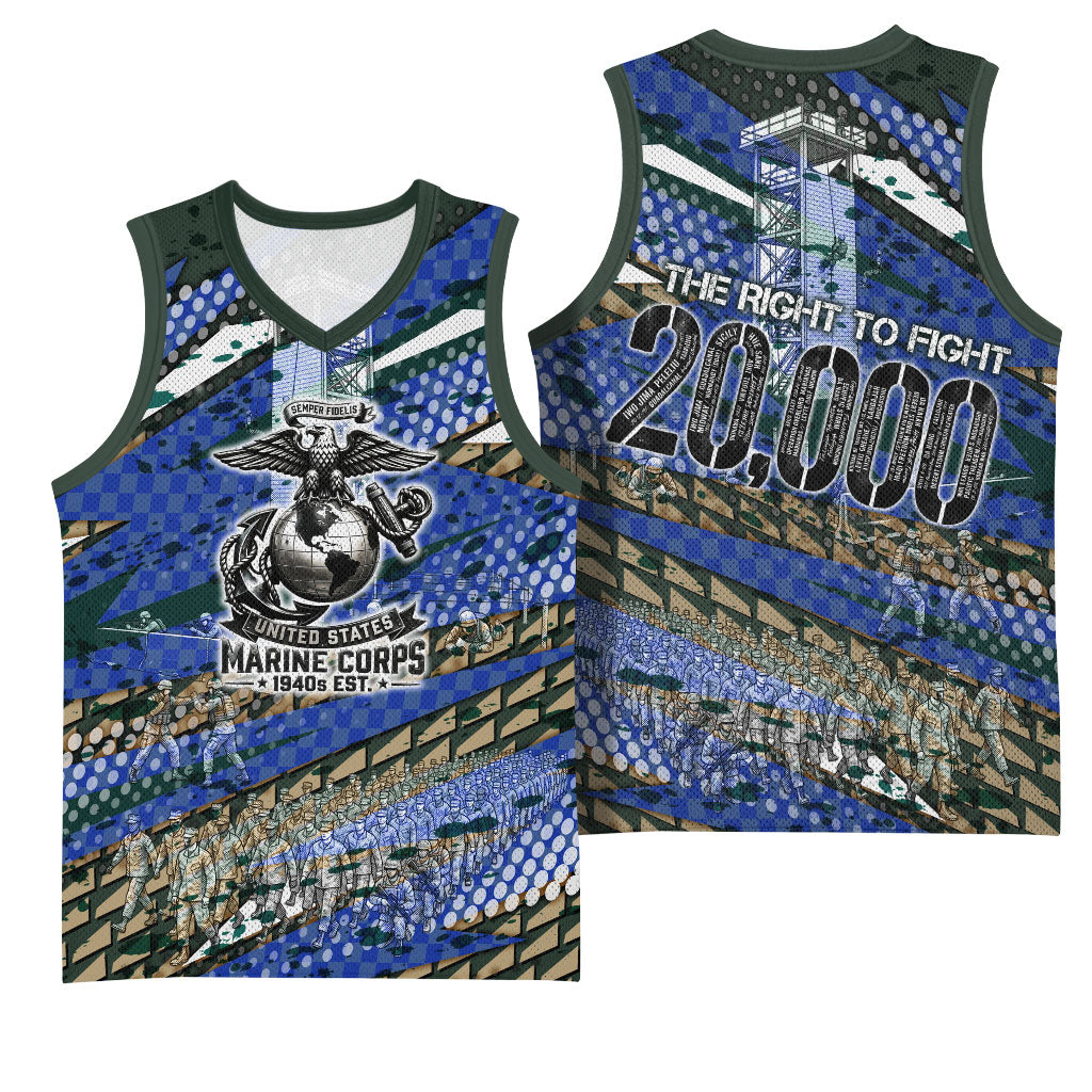Montford Point Marines 1940s Est Basketball Jersey The Right To Fight 20000 Military Camouflage Art