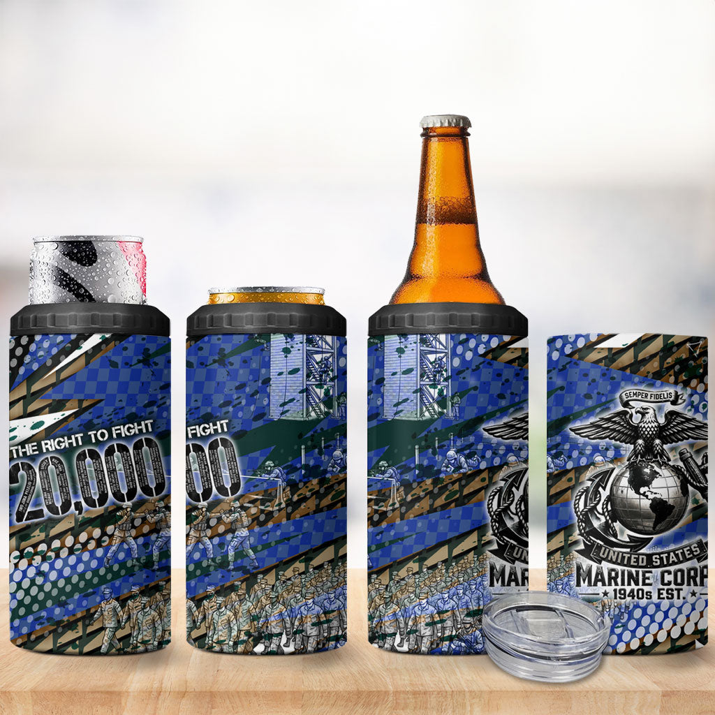 Montford Point Marines 1940s Est 4 in 1 Can Cooler Tumbler The Right To Fight 20000 Military Camouflage Art