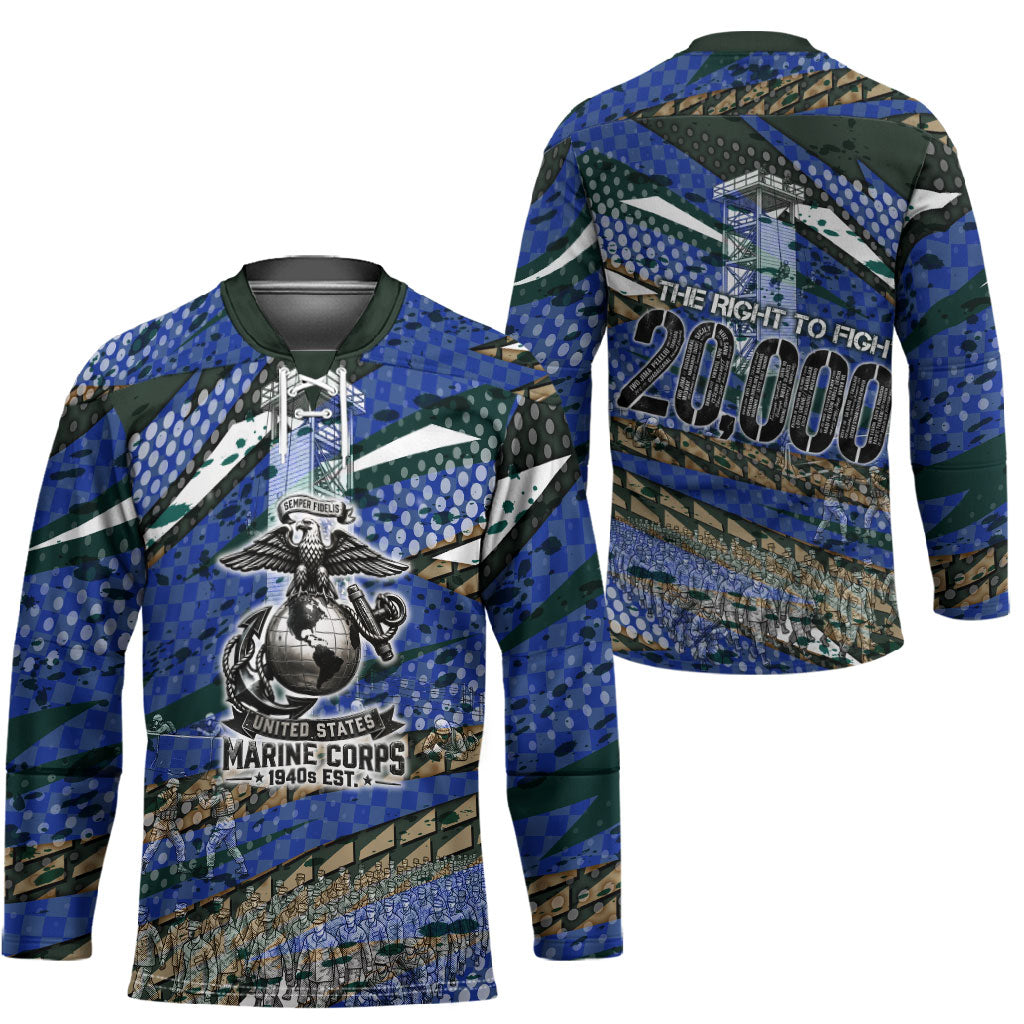 Montford Point Marines 1940s Est Hockey Jersey The Right To Fight 20000 Military Camouflage Art