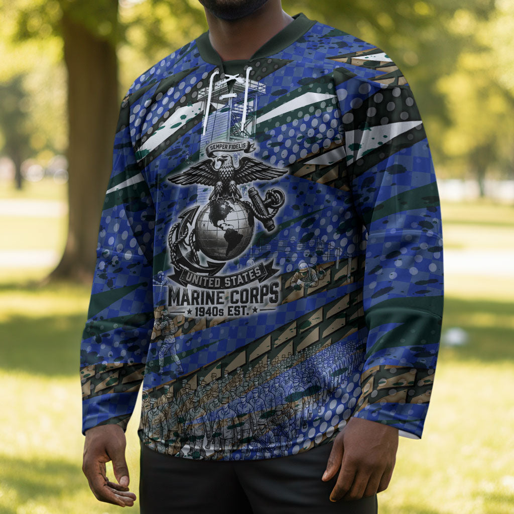 Montford Point Marines 1940s Est Hockey Jersey The Right To Fight 20000 Military Camouflage Art