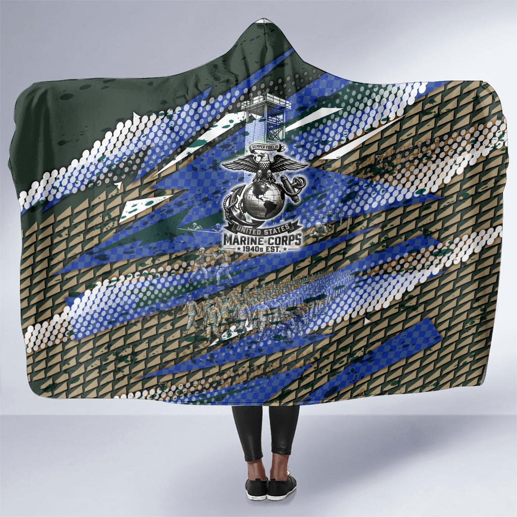 Montford Point Marines 1940s Est Hooded Blanket The Right To Fight 20000 Military Camouflage Art