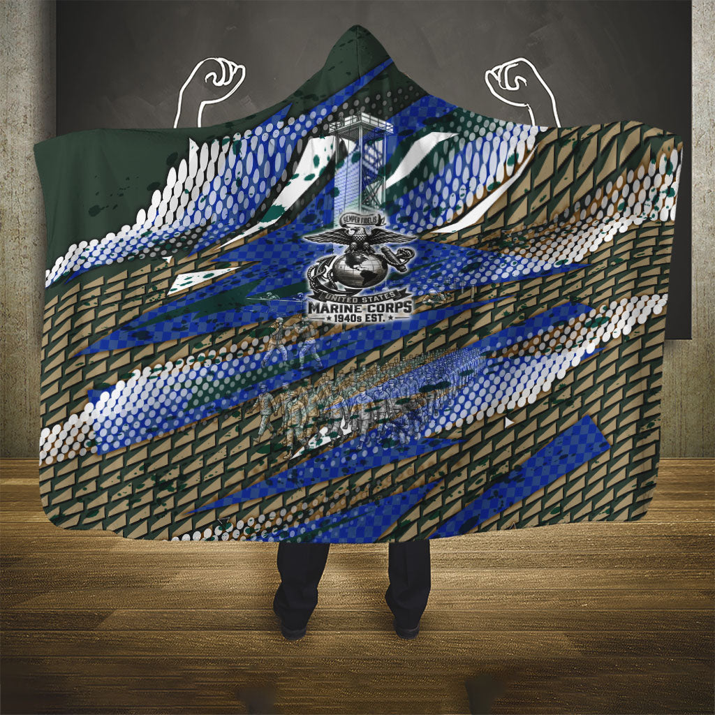 Montford Point Marines 1940s Est Hooded Blanket The Right To Fight 20000 Military Camouflage Art