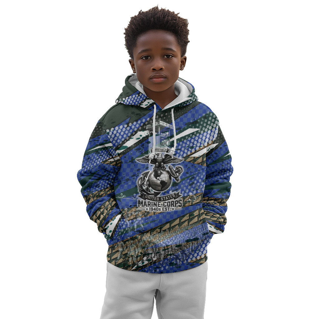 Montford Point Marines 1940s Est Kid Hoodie The Right To Fight 20000 Military Camouflage Art