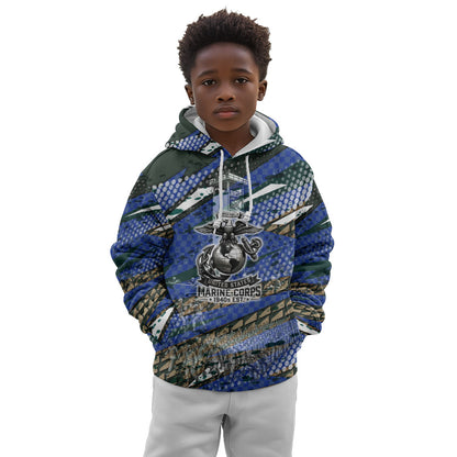 Montford Point Marines 1940s Est Kid Hoodie The Right To Fight 20000 Military Camouflage Art
