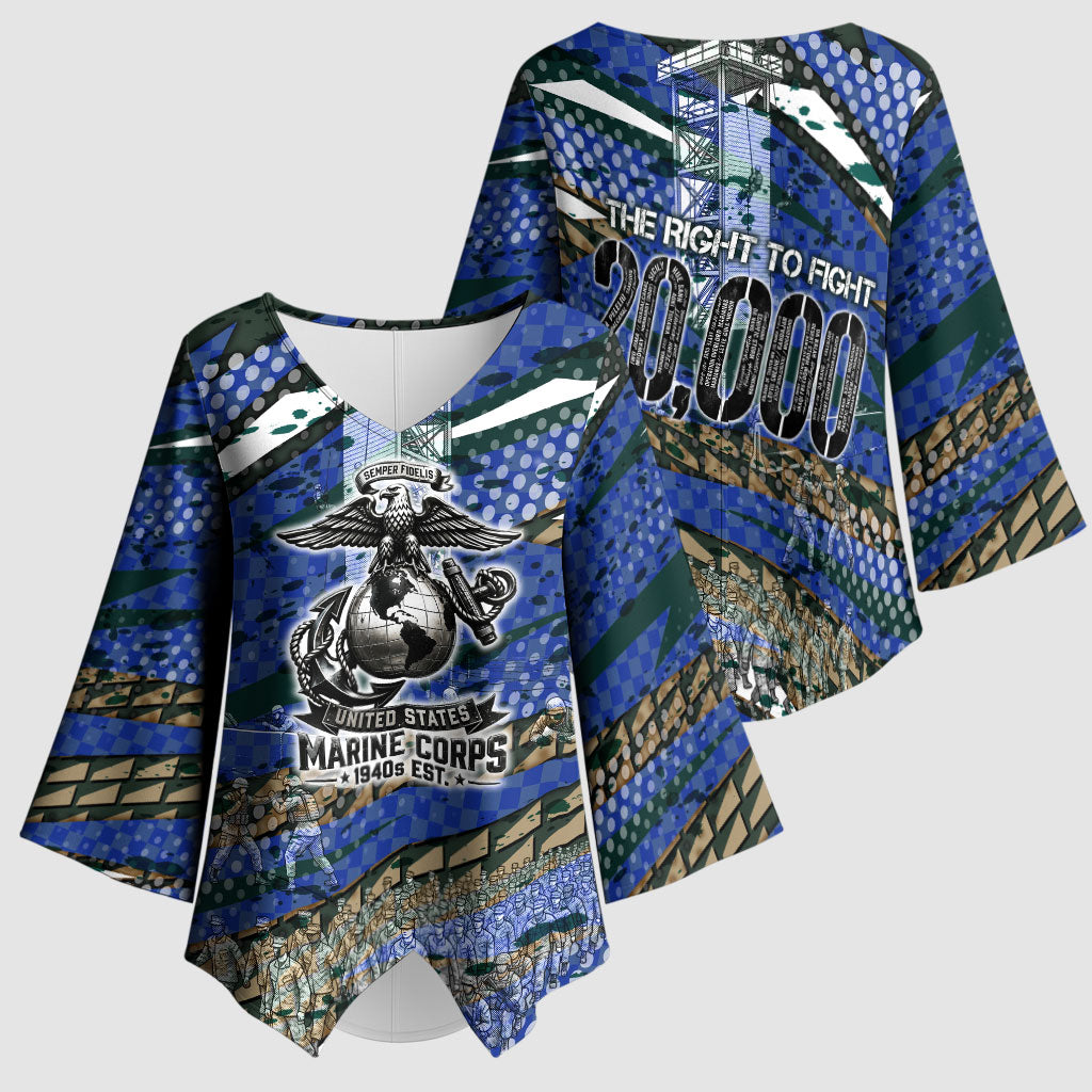 Montford Point Marines 1940s Est Kimono Sleeve Blouse The Right To Fight 20000 Military Camouflage Art