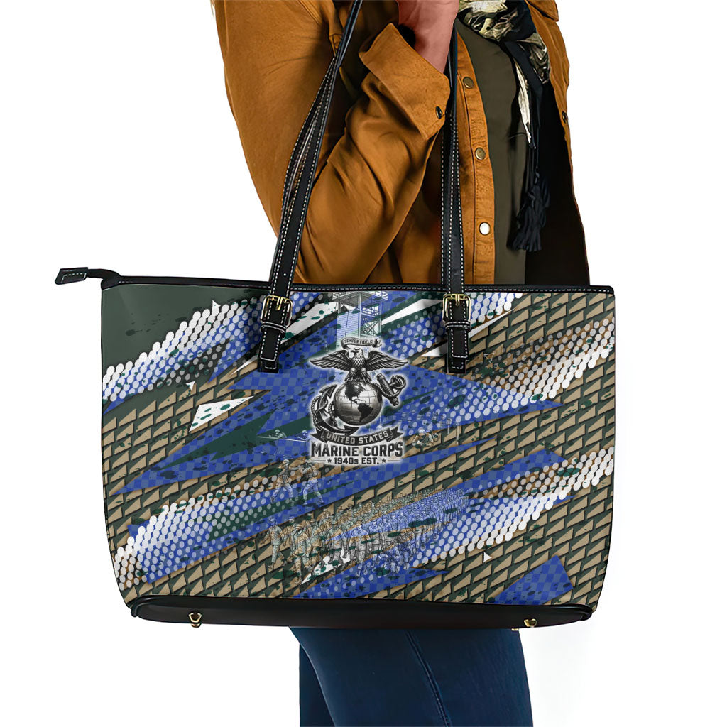 Montford Point Marines 1940s Est Leather Tote Bag The Right To Fight 20000 Military Camouflage Art