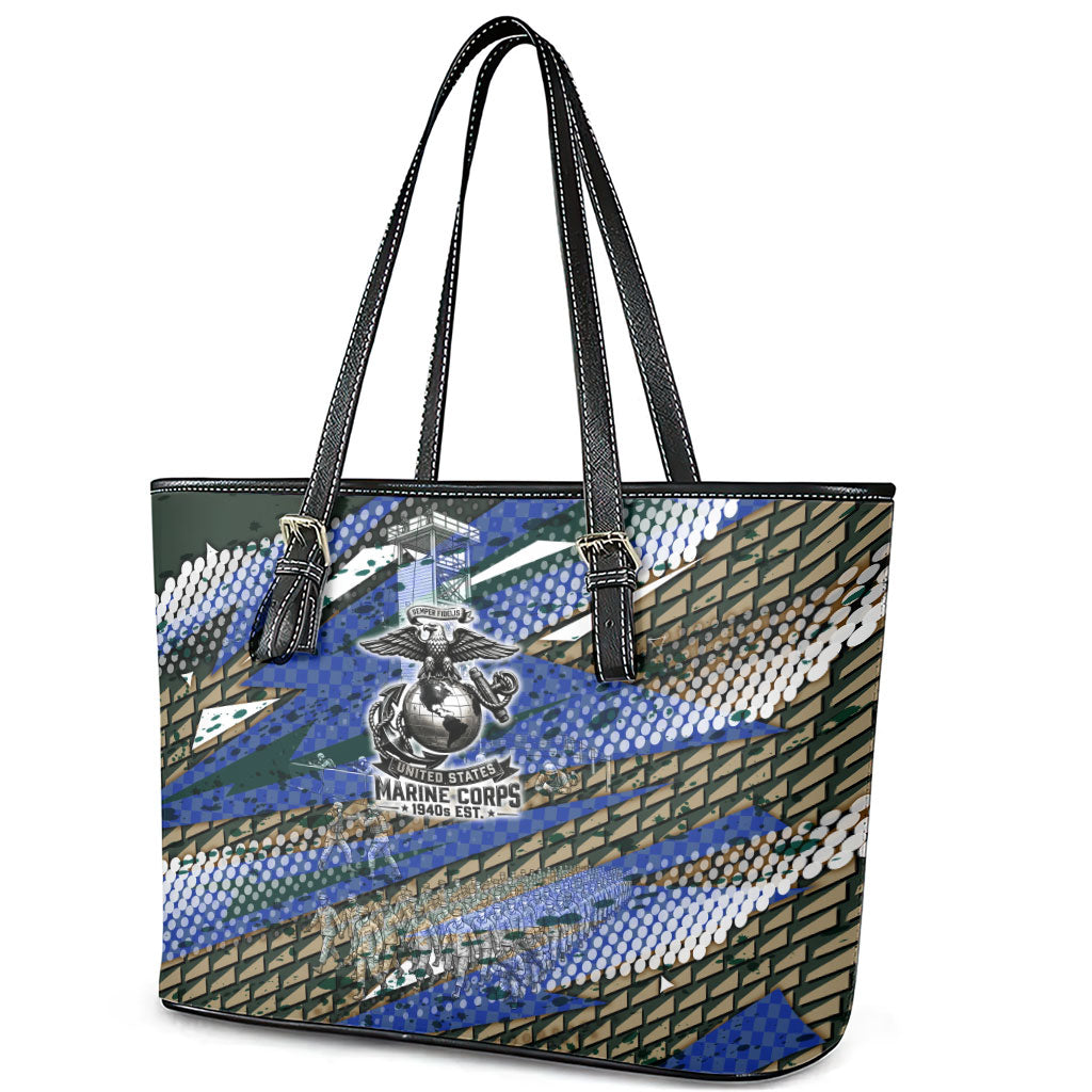 Montford Point Marines 1940s Est Leather Tote Bag The Right To Fight 20000 Military Camouflage Art
