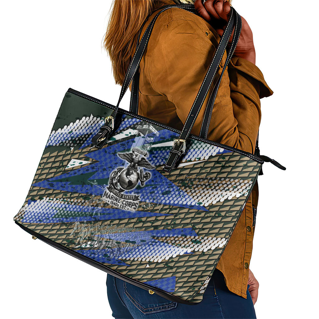 Montford Point Marines 1940s Est Leather Tote Bag The Right To Fight 20000 Military Camouflage Art