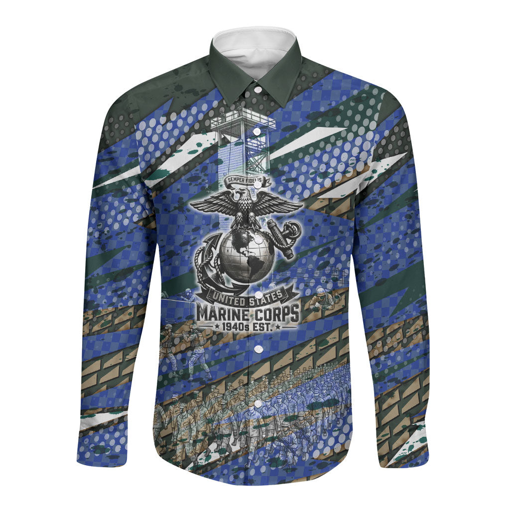 Montford Point Marines 1940s Est Long Sleeve Button Shirt The Right To Fight 20000 Military Camouflage Art