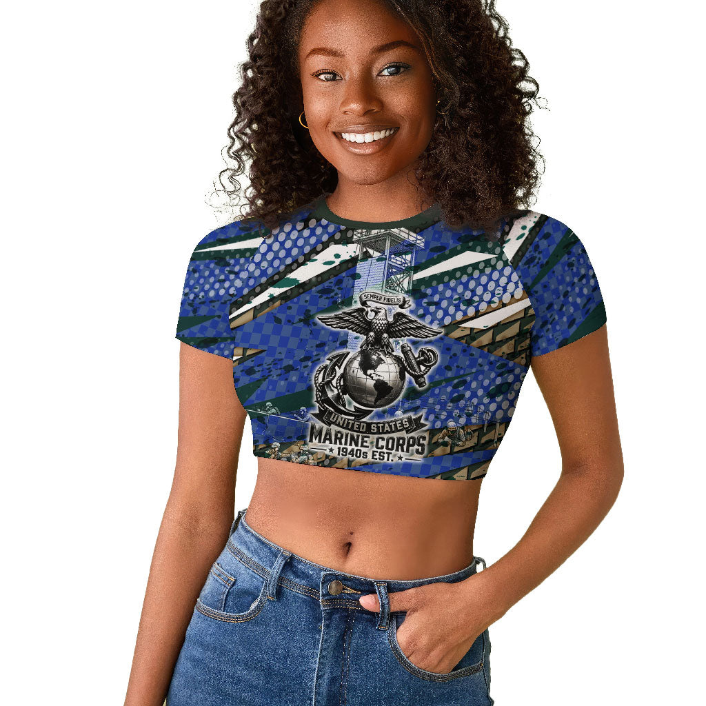 Montford Point Marines 1940s Est Raglan Cropped T shirt The Right To Fight 20000 Military Camouflage Art