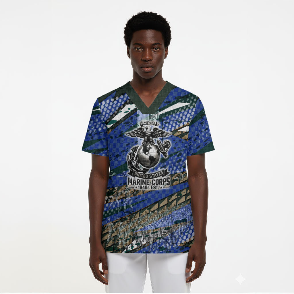 Montford Point Marines 1940s Est Scrub Top The Right To Fight 20000 Military Camouflage Art