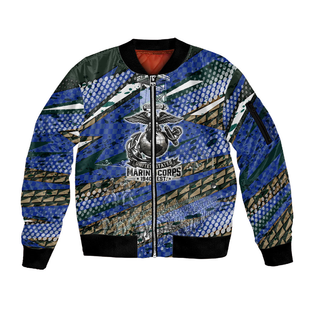Montford Point Marines 1940s Est Sleeve Zip Bomber Jacket The Right To Fight 20000 Military Camouflage Art
