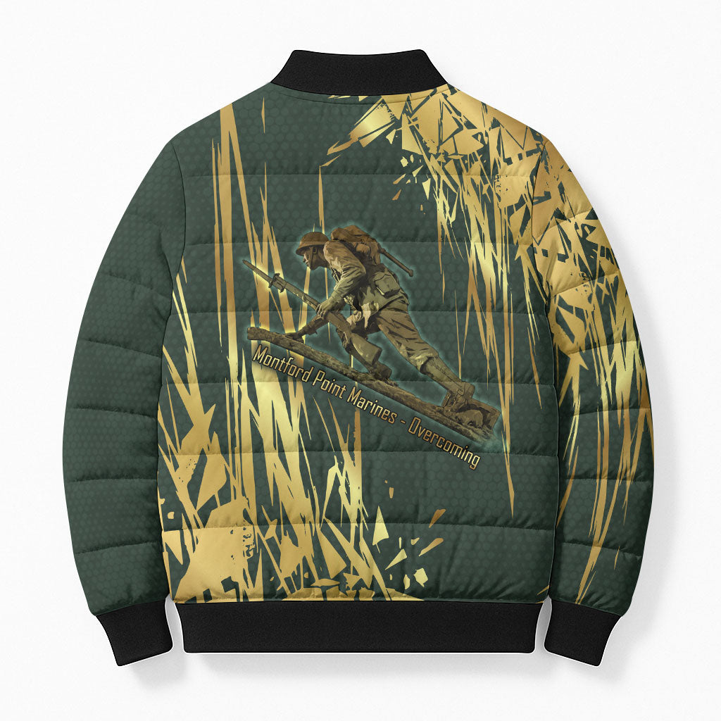 Montford Point Marines Overcoming Bomber Puffer Jacket Military History Camouflage Art