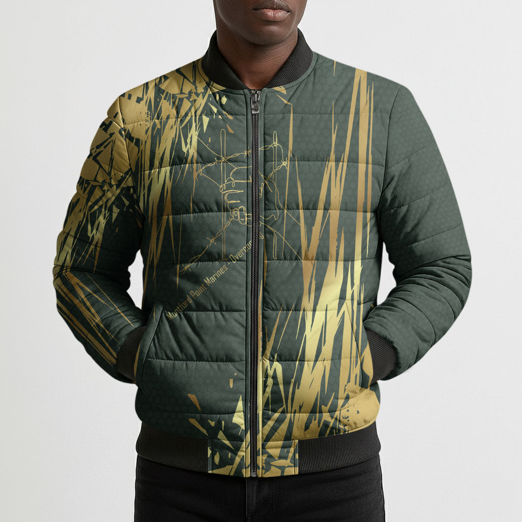 Montford Point Marines Overcoming Bomber Puffer Jacket Military History Camouflage Art