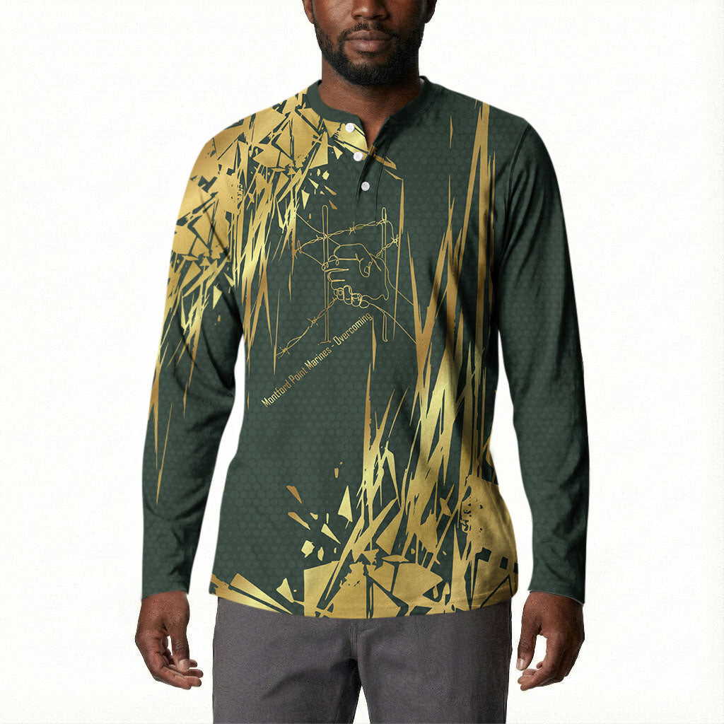 Montford Point Marines Overcoming Button Sweatshirt Military History Camouflage Art