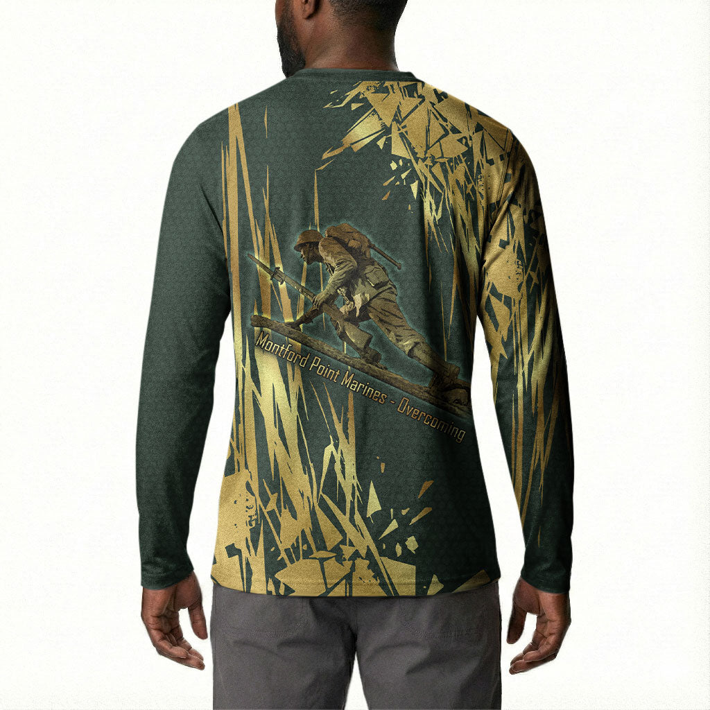 Montford Point Marines Overcoming Button Sweatshirt Military History Camouflage Art