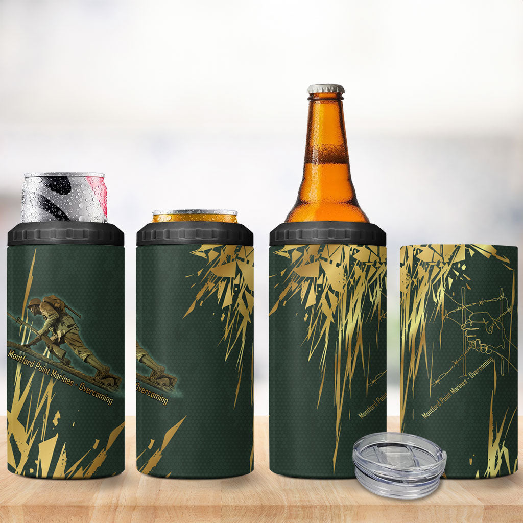 Montford Point Marines Overcoming 4 in 1 Can Cooler Tumbler Military History Camouflage Art
