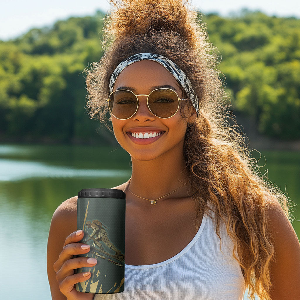 Montford Point Marines Overcoming 4 in 1 Can Cooler Tumbler Military History Camouflage Art