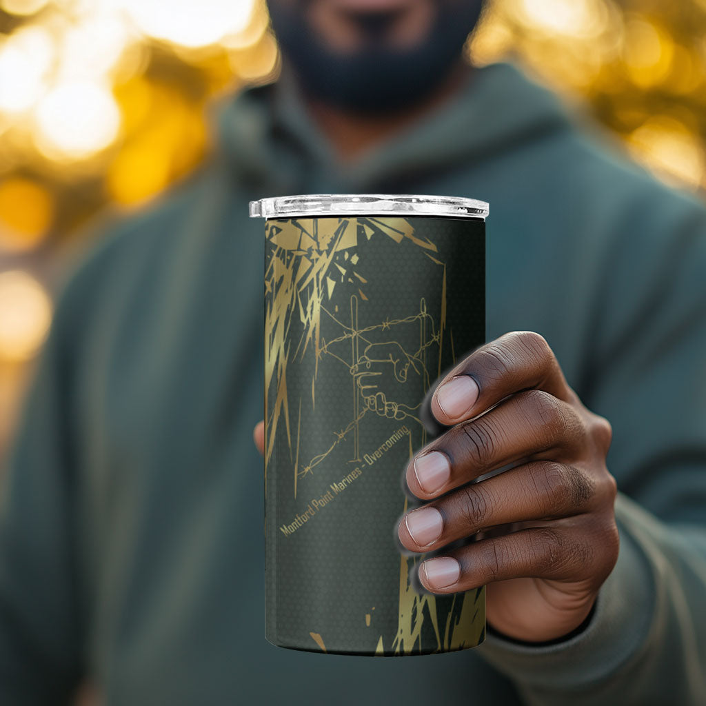 Montford Point Marines Overcoming 4 in 1 Can Cooler Tumbler Military History Camouflage Art